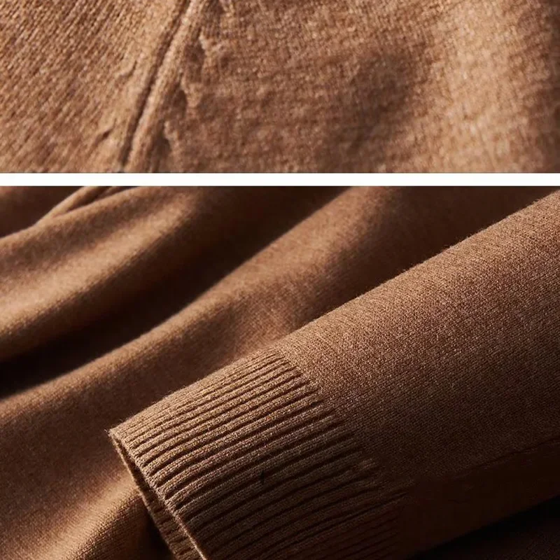 Men Comfortable Knitted Sweaters Colorful Pullovers Half High Collar Slim Fit Long Sleeve Clothes