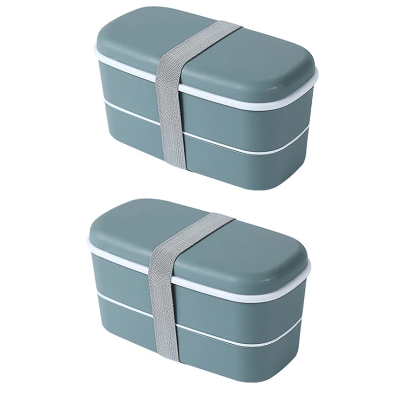 

2X Microwavable 2 Layer Lunch Box With Compartments Leakproof Bento Box Insulated Food Container Lunch Box Green