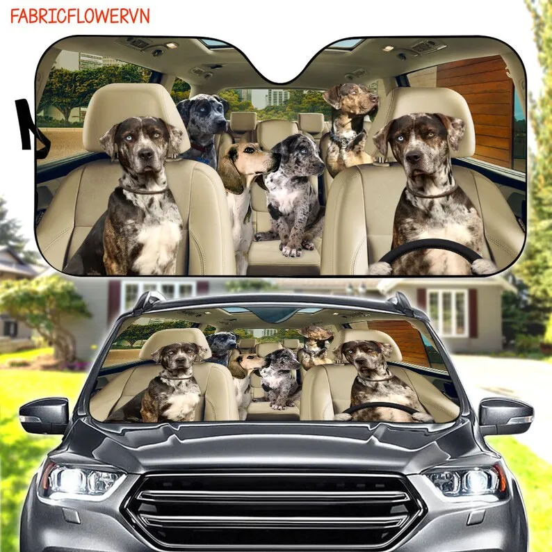 

American Leopard Hound Car Sunshade, Dog Car Decoration, Dog Windshield, Dog Lovers, Dog Car Sunshade, Gift For Mom, Gift For Da