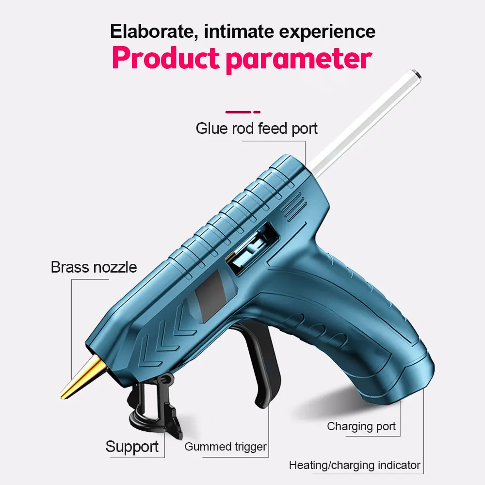 130W DIY Electric Glue Gun Dual Temperature Glue Tool DIY Hot Melt Welding Hot Air Gun Anti-scald Nozzle with 10 Pcs 7mm Sticks