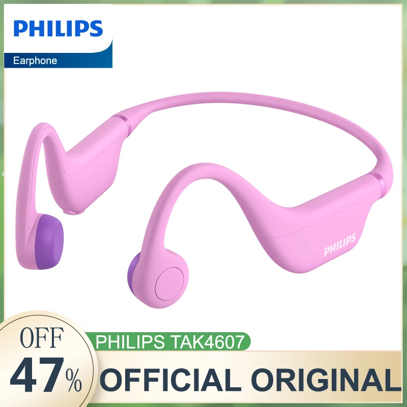 

Philips TAK4607 Children Bone Conduction Headphone Wireless Bluetooth Earphone Student Neck Strap Adjustable Headset Long Life