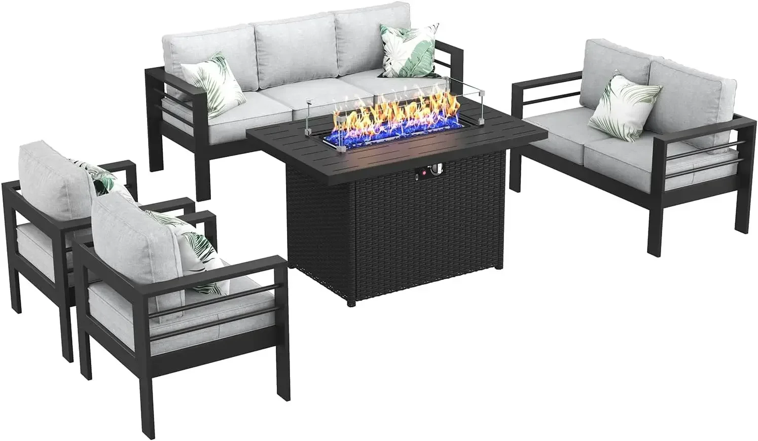 10 DIFFERENT Aluminum Furniture Set with Fire Pit Table 2