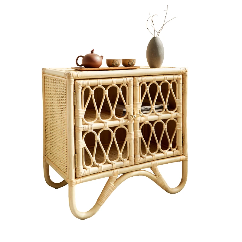 

Nordic rattan storage ins simple bedside table B&B hotel inn lockers