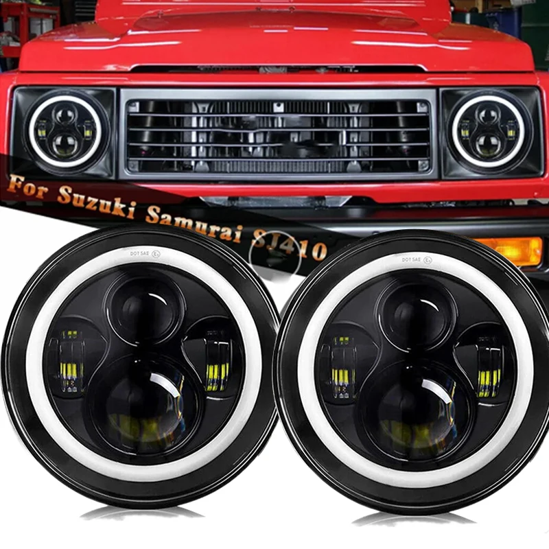 

7-дюймовые дневные фары 4x4 для Lada Niva Urban Off road Angle Eyes для Jeep Wrangler JK, круглые фары, поворотный сигнал 12 В 24 В
