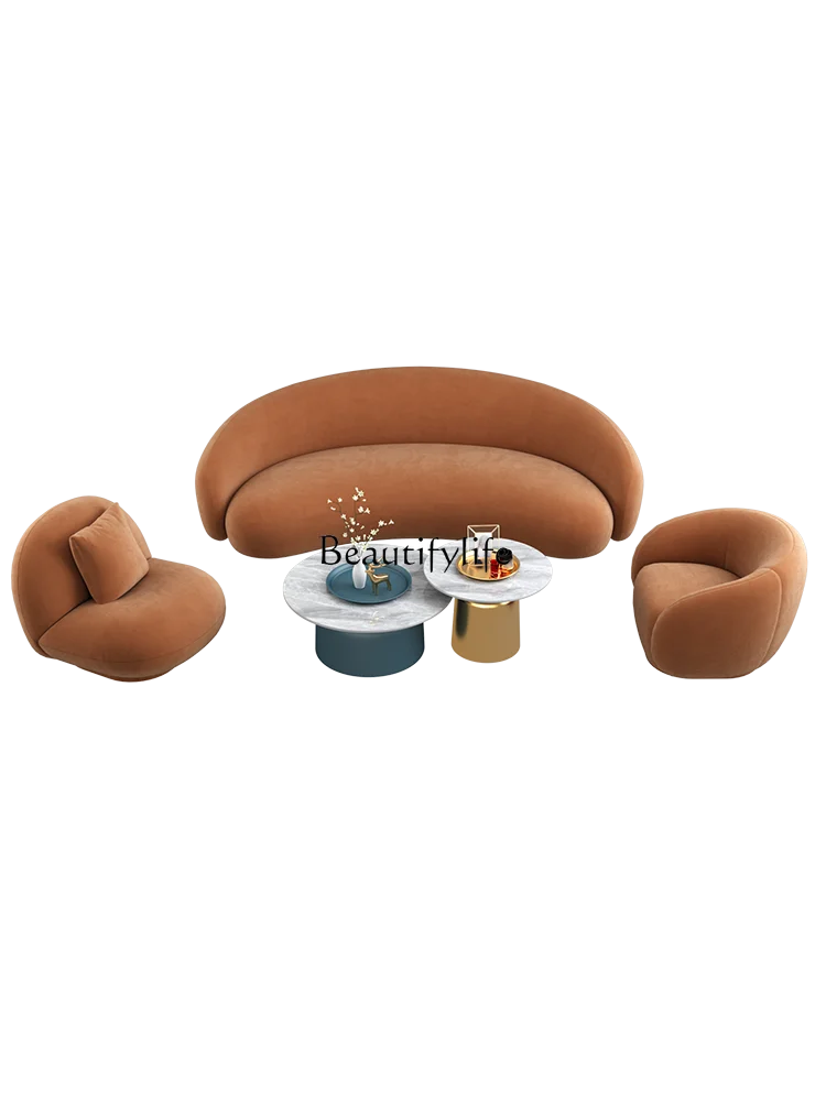 

Nordic Lazy Living Room Bedroom Armchair Faux Leather Small Apartment Balcony Recliner Modern Small Coffee Table