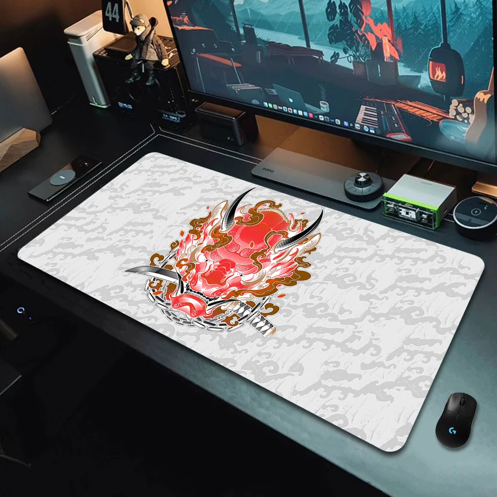 Samurai Japanse Art Grote Size Muismat Natuurlijke Rubber Pc Gamer Computer Gaming Mousepad Bureau Mat Vergrendeling Rand Toetsenbord Pads