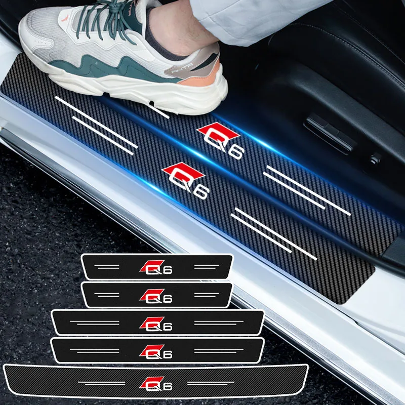 Soglia Davanzale Della Portiera Dell'Auto Piastra Antigraffio Adesivi Antigraffio Per Audi Q6 Logo S1 S3 S5 S7 B5 B7 B9 Strisce Gurad Paraurti Posteri