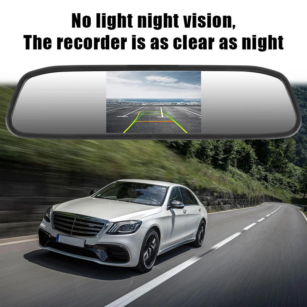 Universal TFT LCD Color Monitor 4.3 Inch Rearview Car Rearview Mirror Display HD Video Auto Parking Monitor