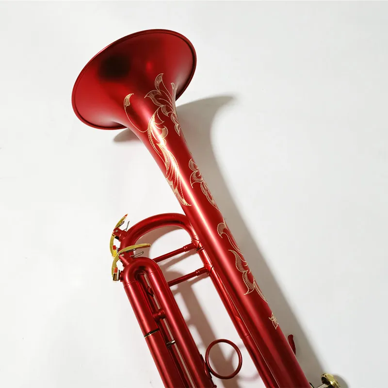 Hot Sell LT180-37 Bb Small Trumpet Matte red Key Professional Music Instruments with case