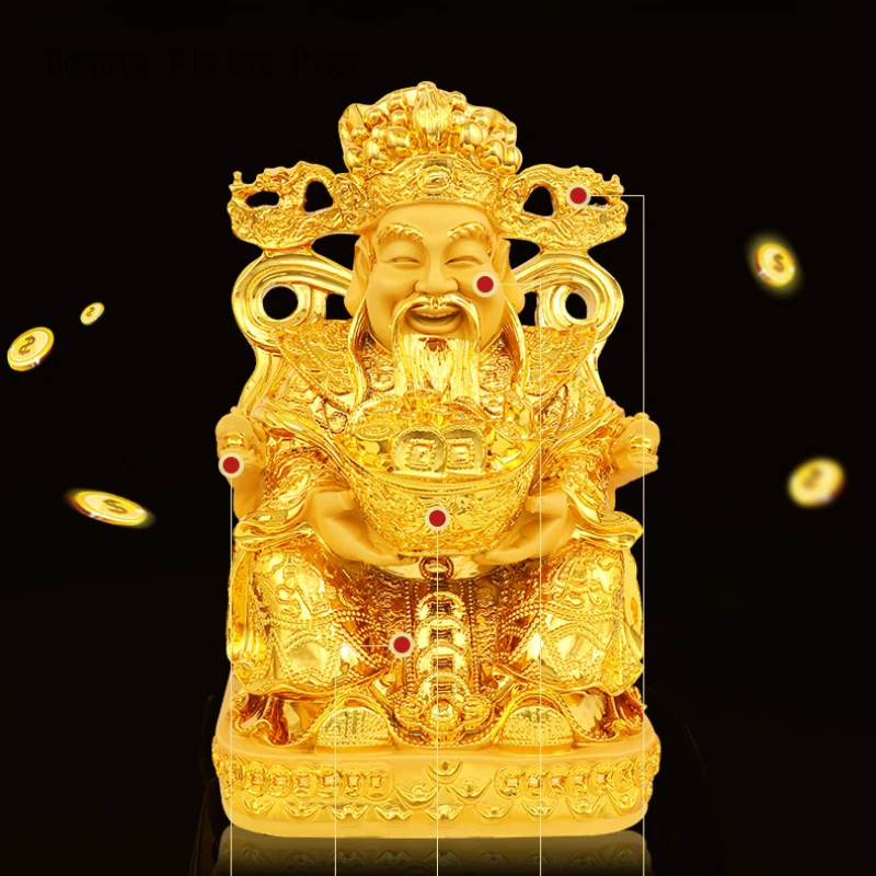 

Resin God of Wealth Ornament Absorb Wealth Gift for Housewarming and Opening Home Decoration Chinese Style Feng Shui Ornaments