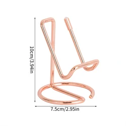 Sleek Metal Desktop Stand for Business Cards and Phone Display (Rose Gold)