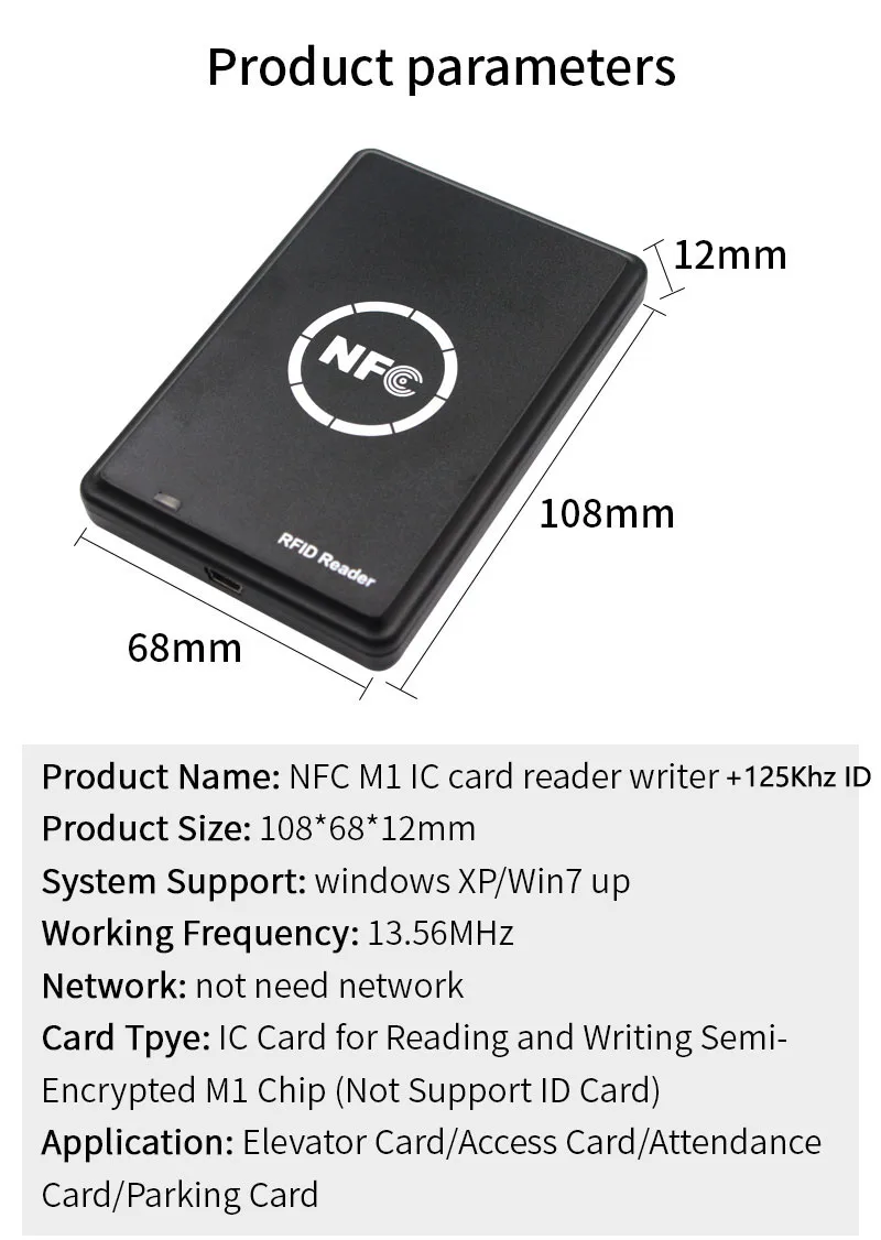 125KHZ+13.56MHZ NFC PM4 IC/ID Duplicator RFID Reader Full Writer Decoding Funct
