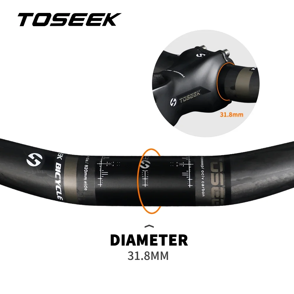 TOSEEK Bicycle Handlebar Carbon AM DH MTB Handlebar Off-road Extension Swallow Shaped Handlebar 31.8mm Bicycle Parts