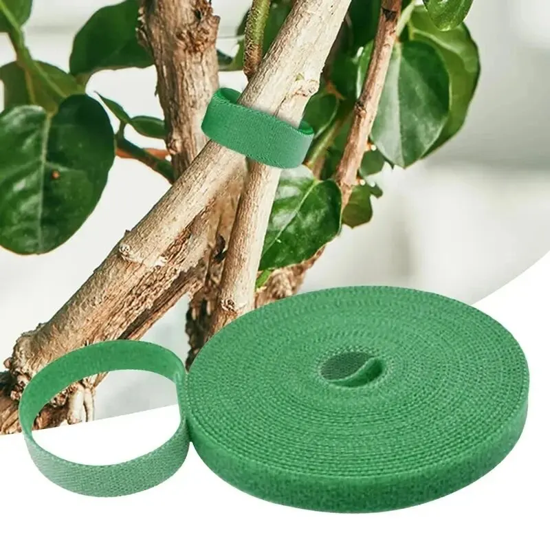 Plant Ties 5M Nylon Reusable Hook Loop Ties Green Fastener Tape Bamboo Cane Wrap Support Home Garden Accessories