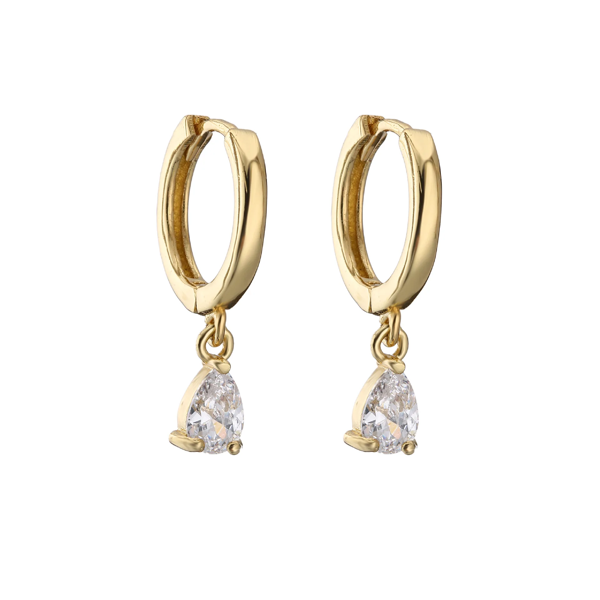 

New Women's 18k Gold Colored Crystal Zircon Water Droplet Earrings Popular Personalized Fashion Jewelry Festival Gifts