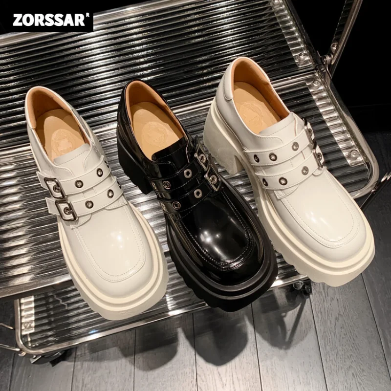 

Platform Loafers Shoes British College Style Muffin Thick Sole Round Toe Single Shoes Loafers Women Luxury Designer Brand Pumps
