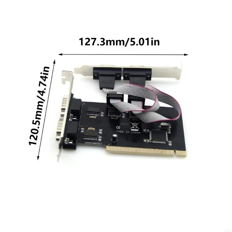 D7YC Fast Speed PCIE Serial Adapter Card Converts to 4 Independent 9 Pin RS232 Port for Easy Use