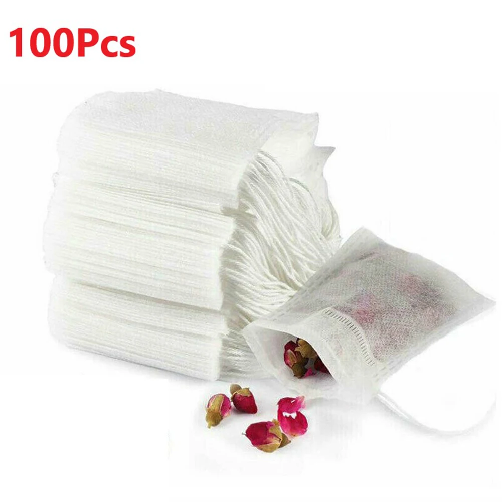 

100 Pcs 5x7cm Disposable Empty Tea Bags Bags For Tea Bag With String Heal Seal Tea Infuser Non-woven Paper Filter Teabags