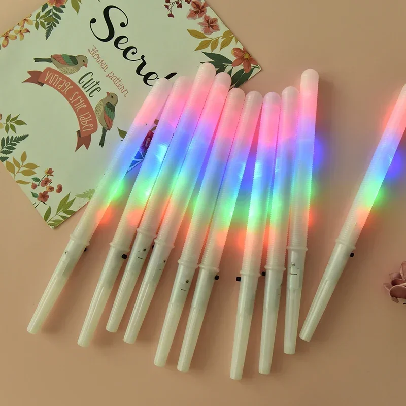 1-10pcs 2024 Colorful LED Glow Sticks Cotton Candy Cones Reusable Glowing Marshmallows Sticks Party Night Glow Boosting Props