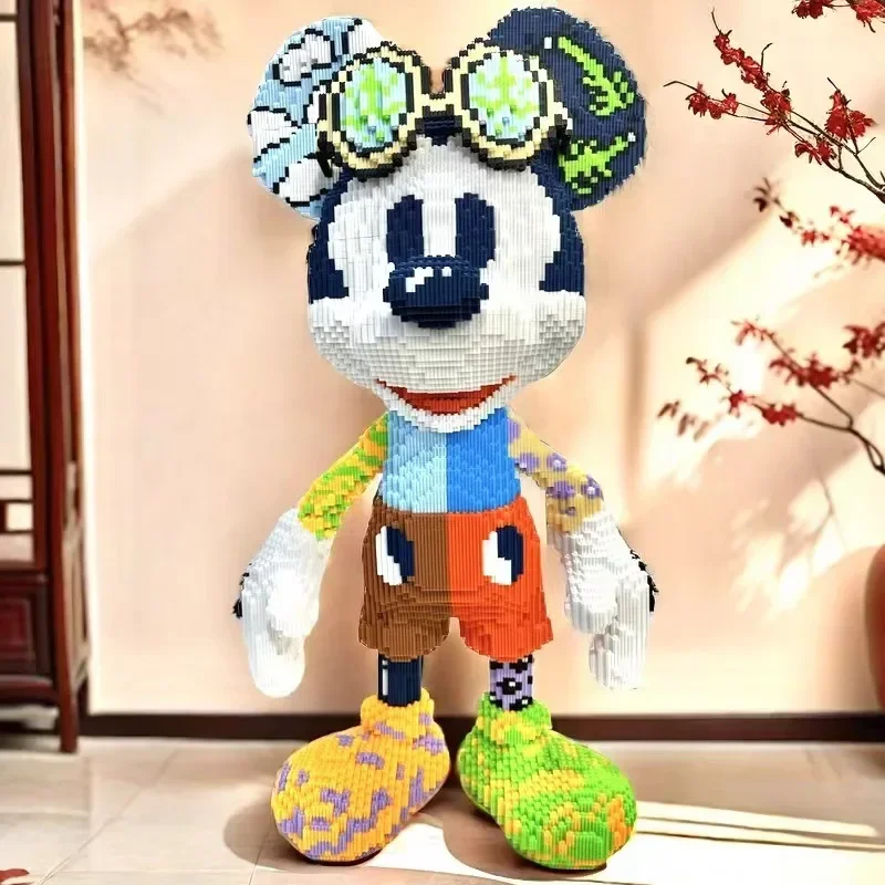 Statue Mickey Mouse Pixel Art - Figurine Blocs Géante Colorée