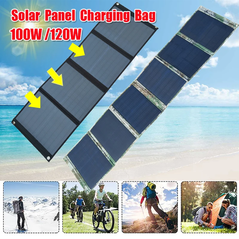 Panneau Solaire Pliable, Cellule Solaire Portable, Plaque Solaire Étanche,  Chargeur de Batterie pour Téléphone Portable, USB, 120W, 100W, 4/8 -  AliExpress