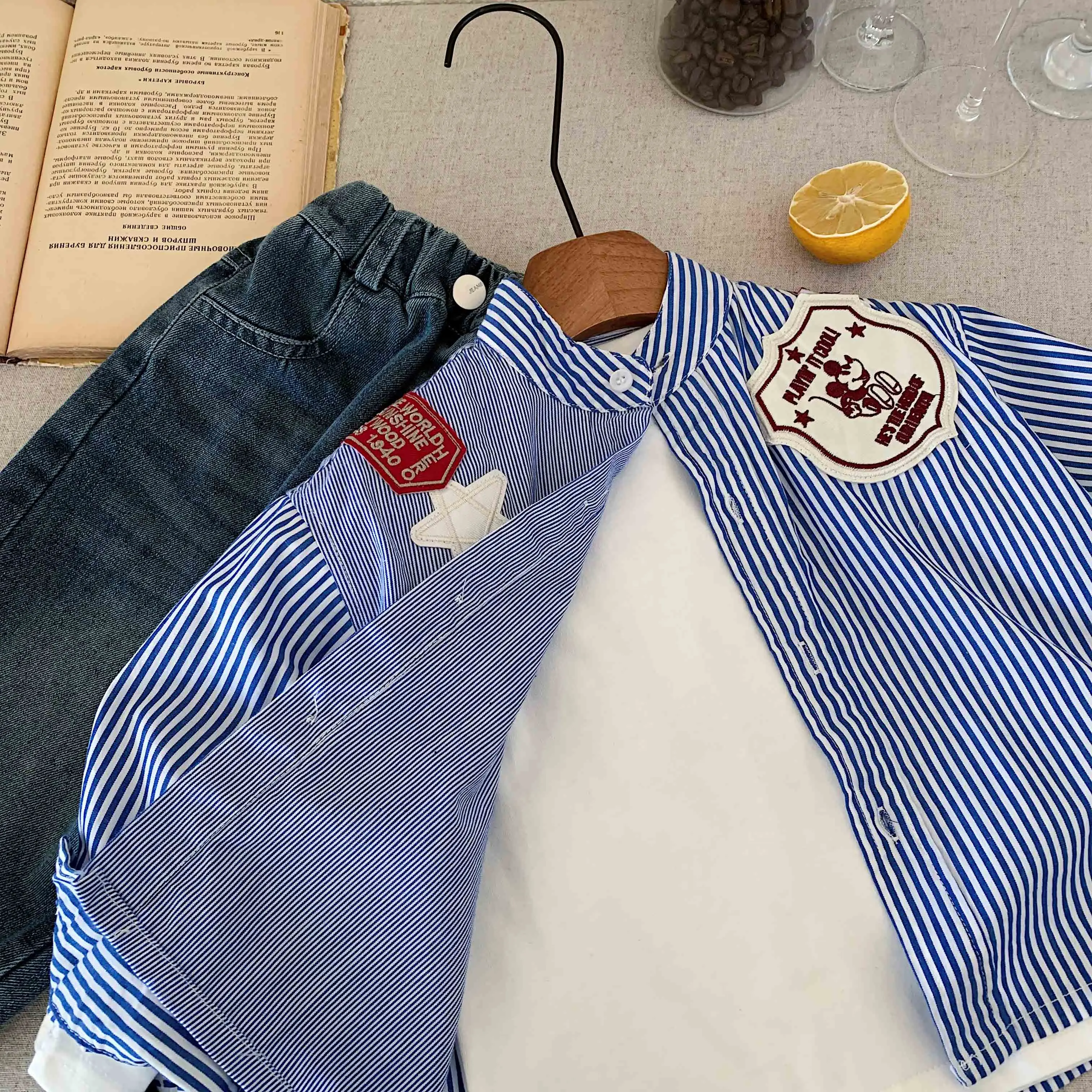 Children's Shirt Spring New Product: Boys' and Girls' Korean Edition Long Sleeve Striped Shirt, Boys' Clothing Shirt