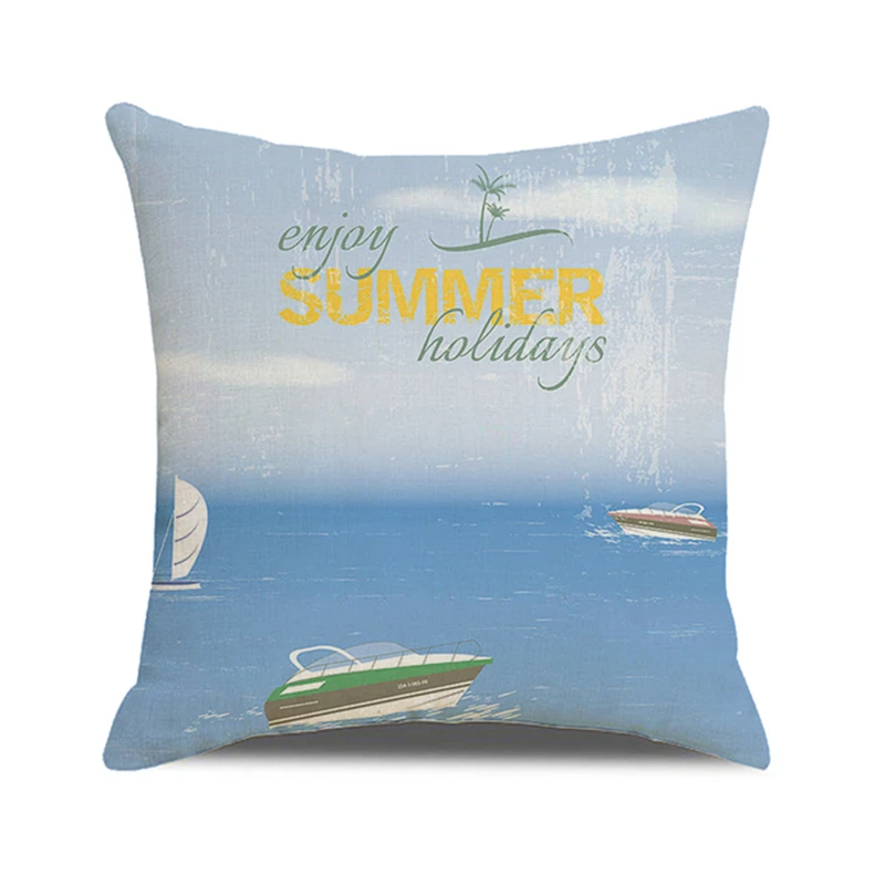2022 Beach Pillowcase Shell Sea Thread Printing Cushion Cover Square Pillowcase Sofa Chair Linen Pillowcase Home Decor 45X45CM
