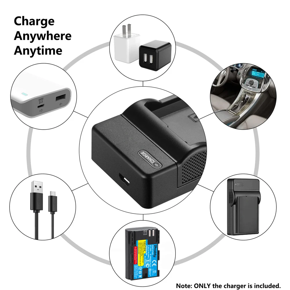 Battery Charger for Canon LP-E17 LP E17 BP-511A BP 511A usb Slim Charger