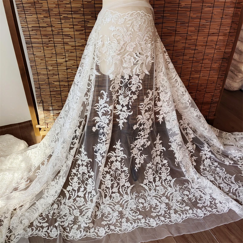 Sequined Soft Mesh Bridal Lace Fabric, Large Flower Lace Fabric, Rayon Wedding  Dress, Clothing Auxiliary Materials, DIY, New - AliExpress 15