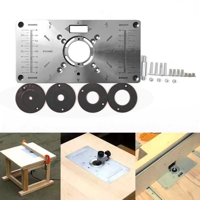 Plaque d'insertion de Table de routeur, établi de travail du bois en  Aluminium, modèles de défonceuse à bois, Machine à graver avec 4 anneaux  outils - AliExpress