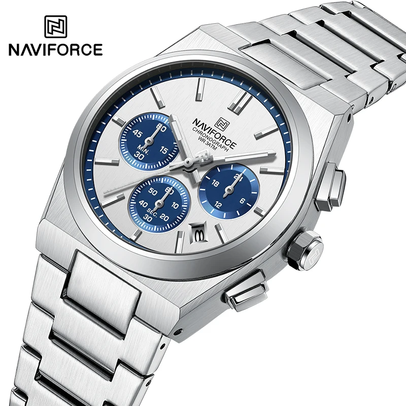 Quartz Watch Fashion Couple Watches NAVIFORCE Quartz Couple Watches Fashion Steel Band Women Wristwatches Quartz Chronograph Waterproof 24 Hours Date Display Clocks