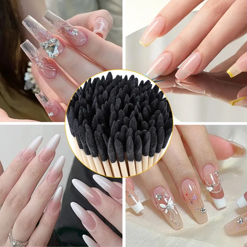 Double-ended Black Sand Orange Wood Stick Manicure Removing Fake Nails Rhinestones Dotting Cuticle Pusher Nail Pedicure Tool, nail care kit,manicure tools,manicure pedicure kit,manicure set,nail art pusher,manicure pedicure tools,cuticle pusher,nail manicure sticks