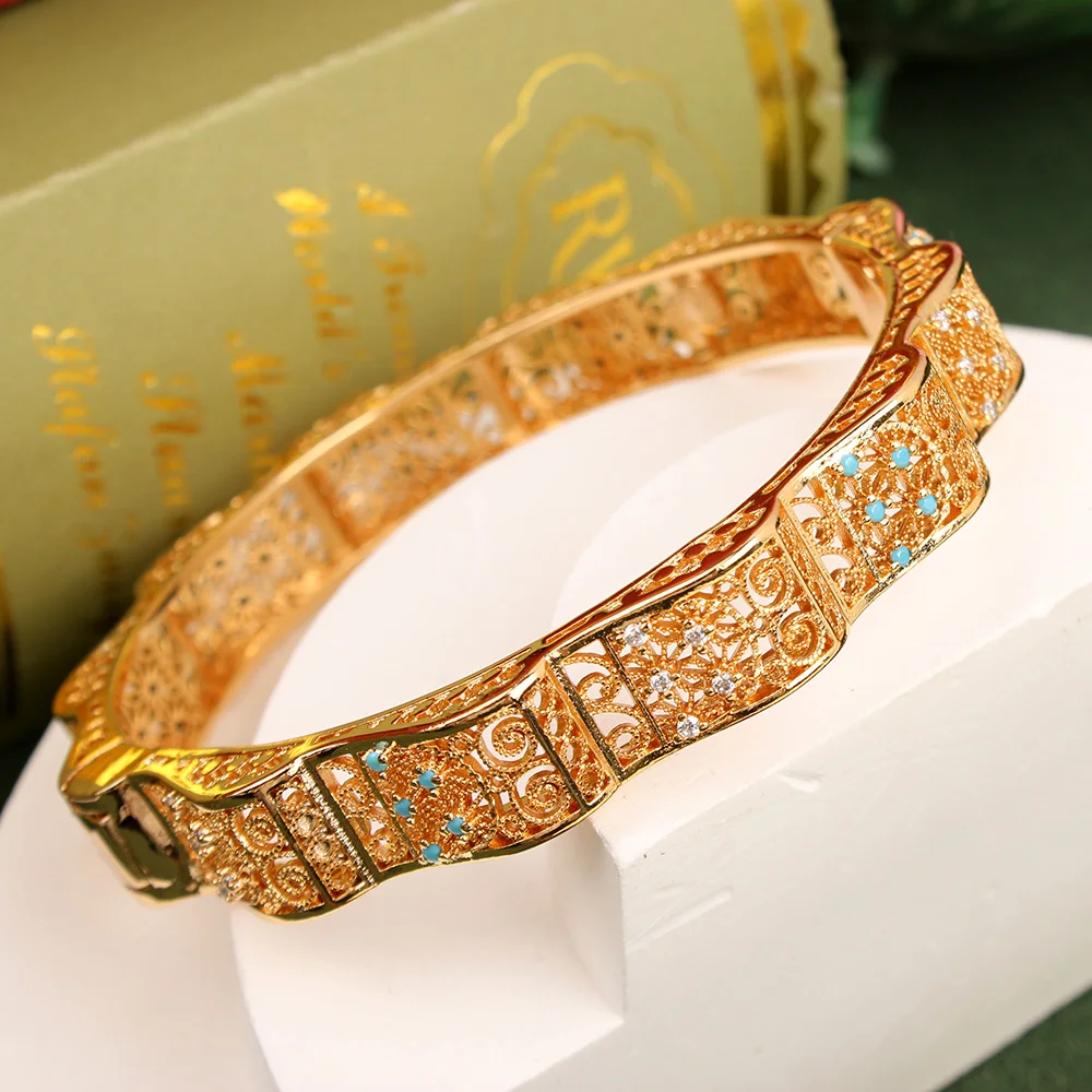 Jewar Mandi Gold Plated Bangles - Handmade Net & Etching Work Bracelets For Women & Girls