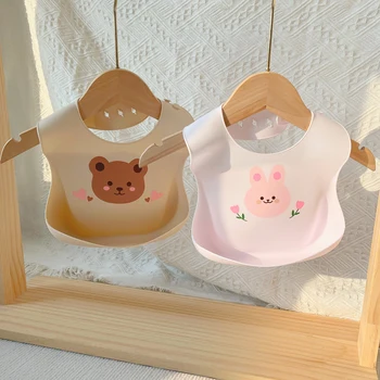 아기 턱받이 방수 소프트 실리콘 스카프, 귀여운 인쇄, 조절 가능한 턱받이, 트림 천, 아기 수유 앞치마, 어린이 식사, 여름