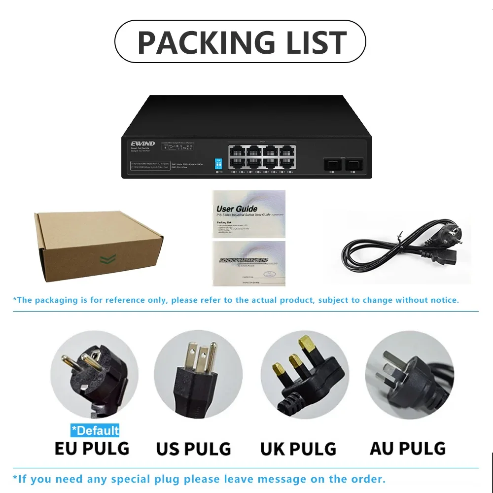 2026년 신제품 8포트 POE 스위치 10/100/1000Mbps 이더넷 스위치 2개의 1000M 업링크 포트 포함 IP 카메라용 AI 스마트 스위치