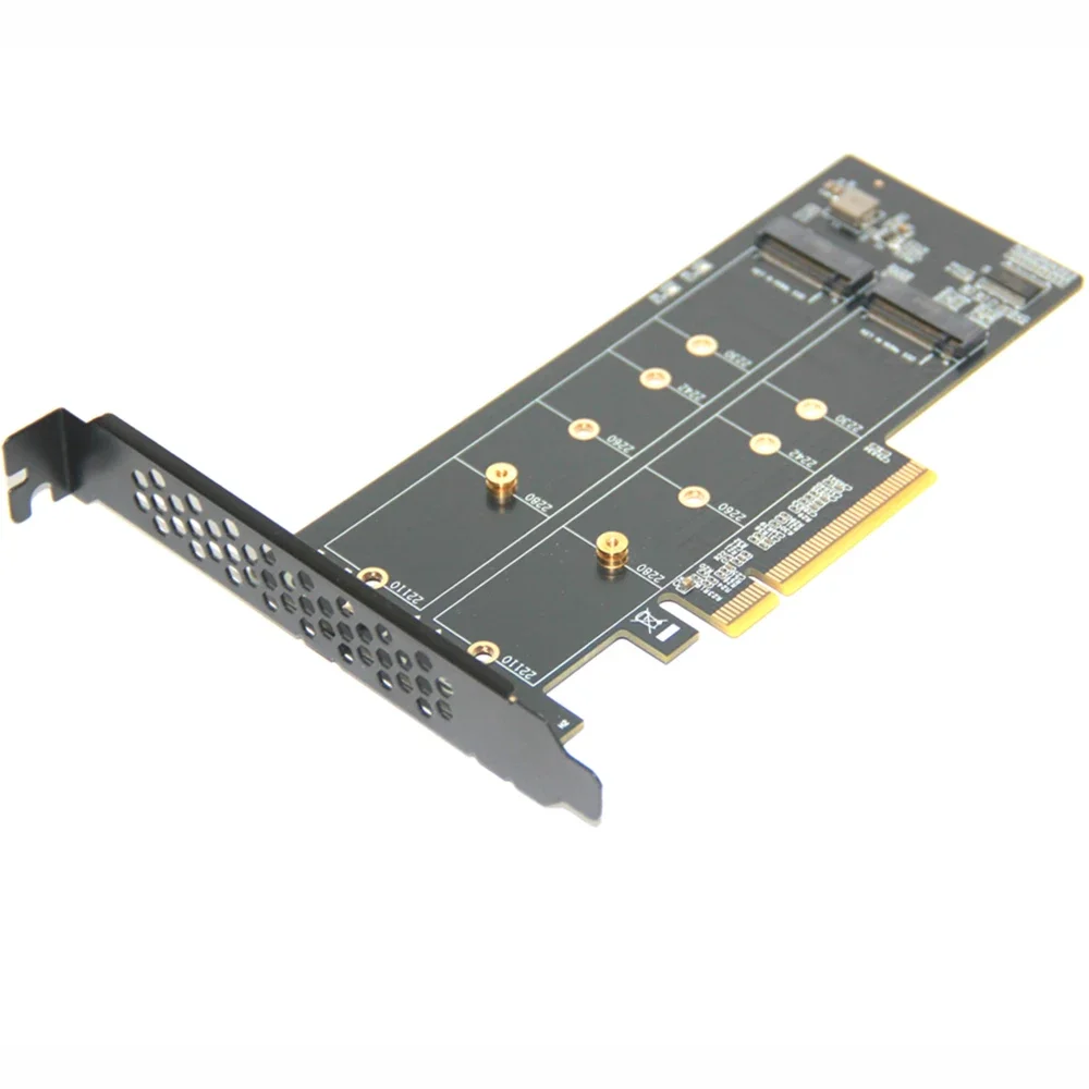 1 to 2xNVME Expansion Card PCle4.0 X8 for M.2 NVMe SSD PC Motherboard X1 X4 X8 Expansion Card PCIe 3.0 For 2230 2242 2260 2280