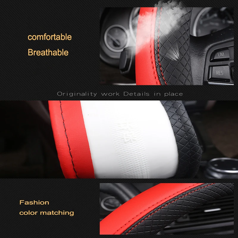 Steering Wheel Cover Micro Fiber Leather Fit 98% Car Models 37-38cm Interior details Car Accessories Auto Goods