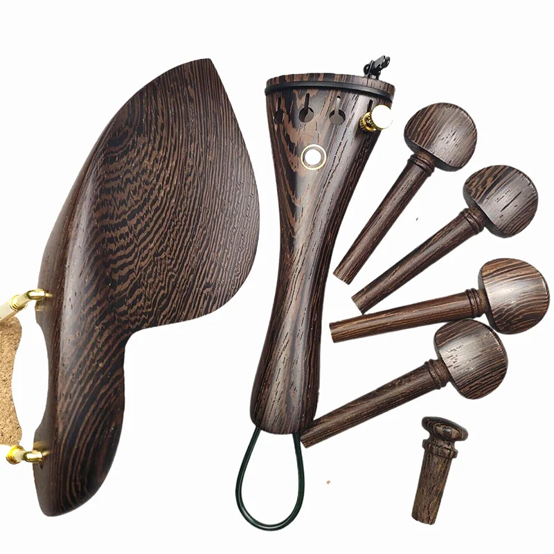 Wenge Wood 바이올린 액세서리 부품 세트 키트 아름다운 바이올린 페그 Chinrest Tailpiece 4/4 Full Size