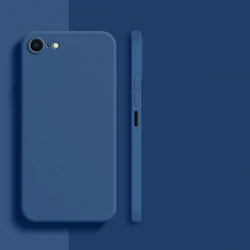 Shockproof Liquid Silicone TPU Protective Phone Back Cover - Soft, Durable, and Stylish for iPhone SE 2022 (Dark Blue)