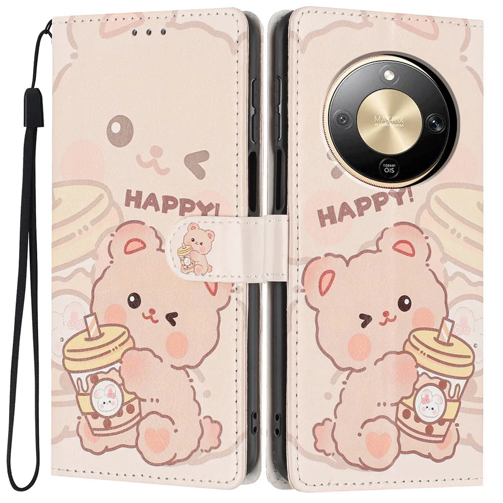 Lovely Pattern Wallet Flip Case with Card Slots and Stand Feature