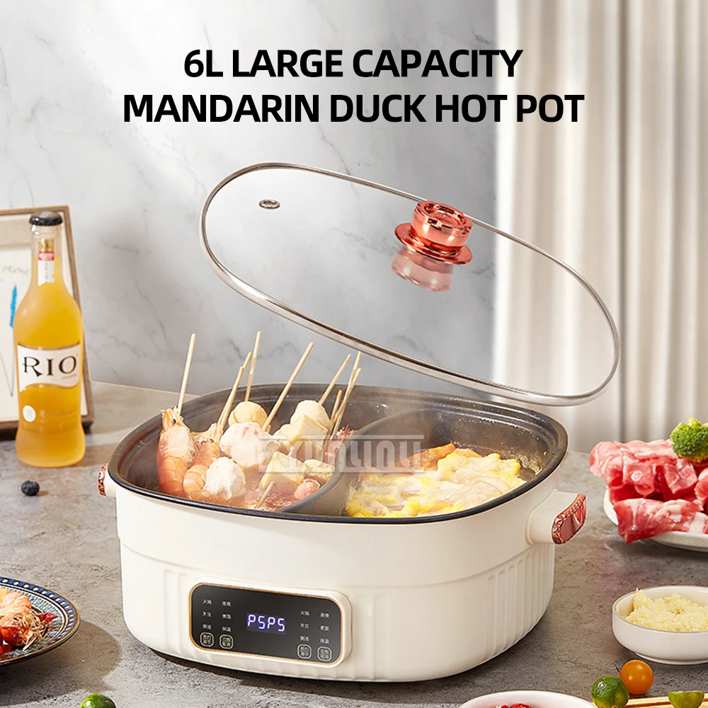 6L Non-stick Kitchen Pot Double Hot Pot Cooker Large Capacity Electric Cooking Pot Multifunctional Pişirme Aletleri 3