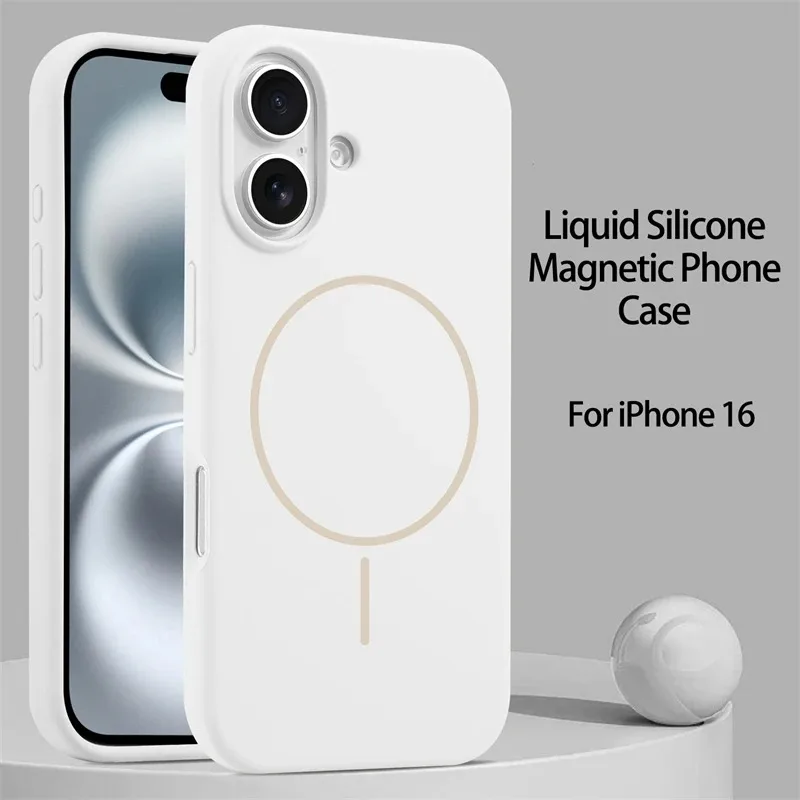 Enhanced Liquid Silicone Magnetic Case with Wireless Charging Support, Slim Soft Cover