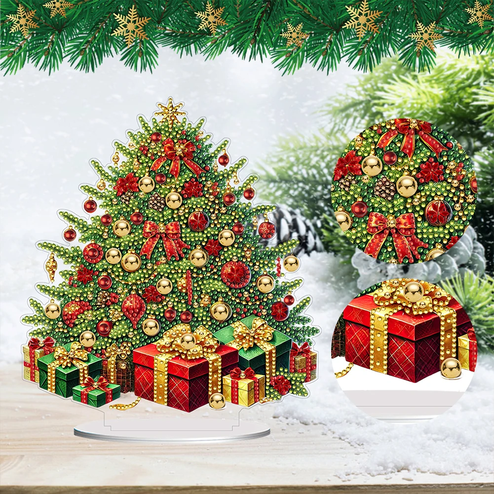 2D Flat Print Xmas DIY Diamond Painting Desktop Ornaments Kit 5D DIY Diamond Art Tabletop Decorations Bedroom Table Decoration