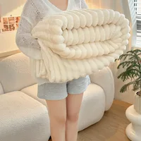 A pure white blanket, simple polyester rectangular, skin friendly, comfortable nap blanket suitable for all seasons 1