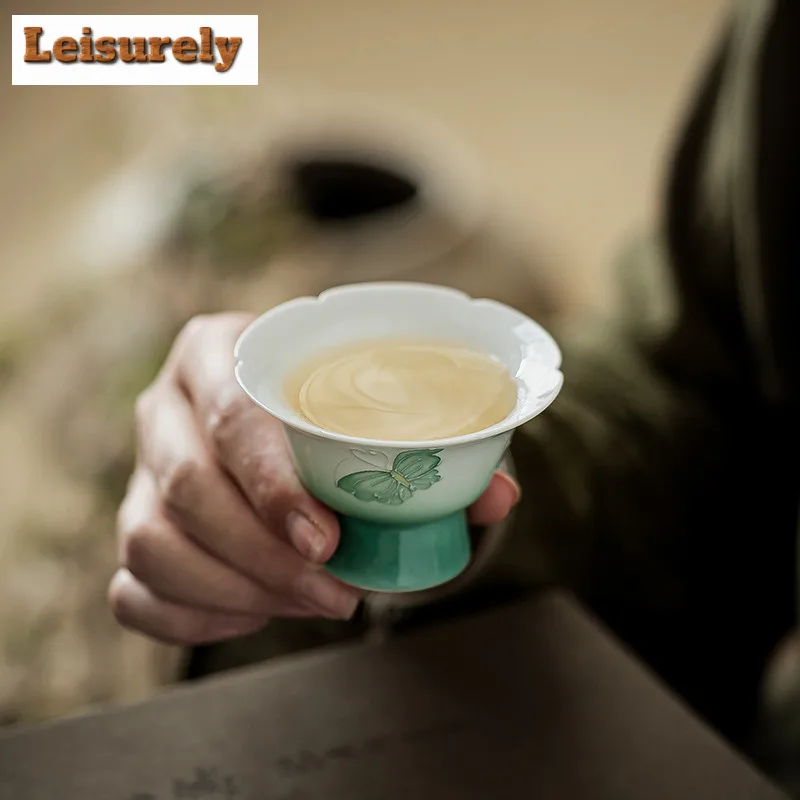 Butterfly Flower Travel Tea Set Kit Aesthetic 1 Pot 2 Cups Tea Brewing Organizer Portable Outdoor Handbag Teaset Collection Gift