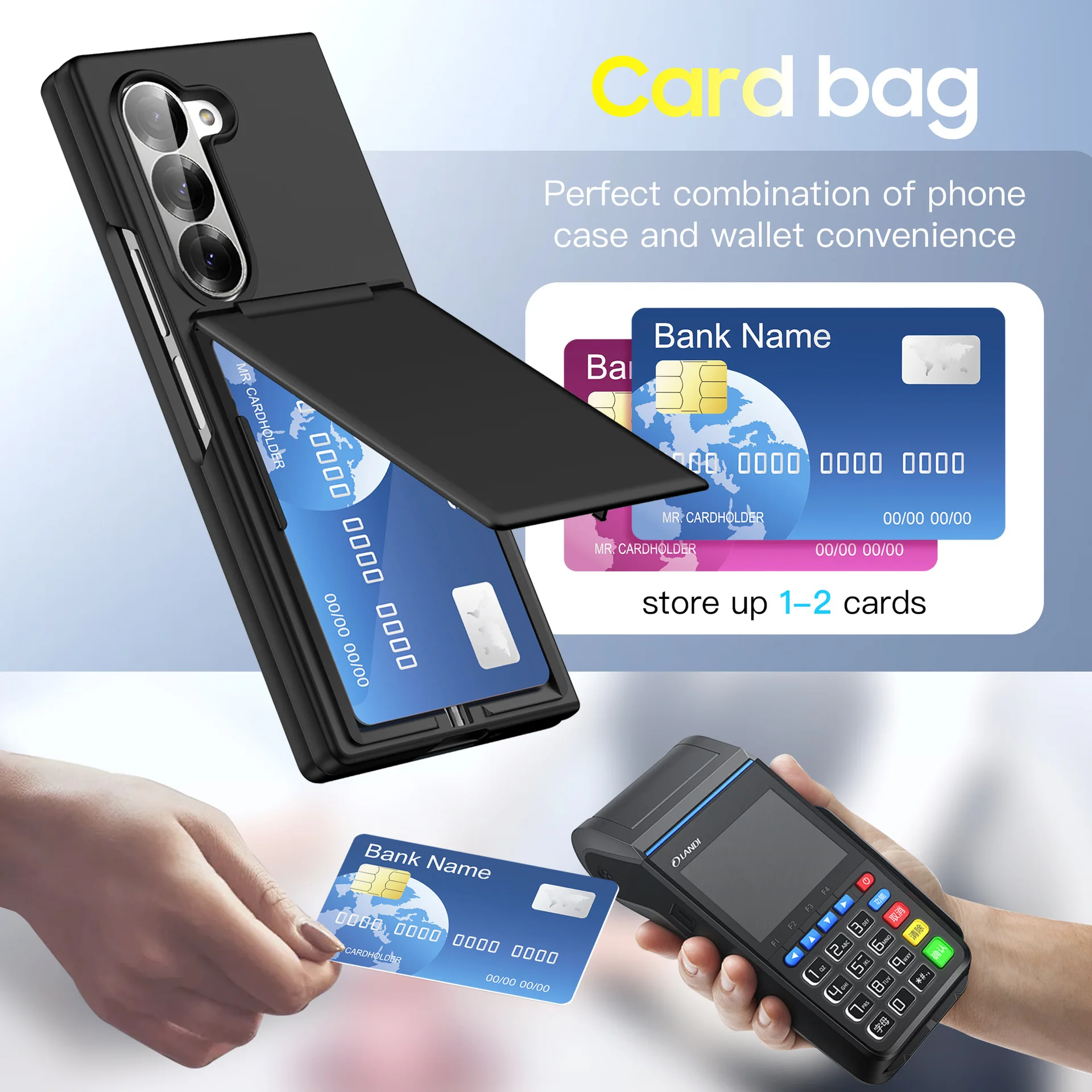 Sleek Card Holder Case - Fashionable Anti-Knock PC Cover