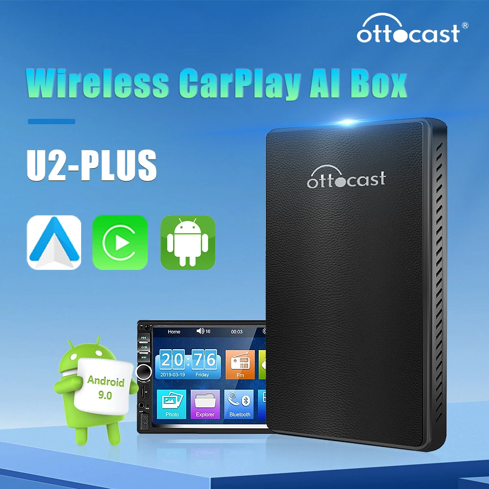 Ottocast U2-PLUS Carplay ai box with Android 9 Wireless CarPlay Android  Auto,4g SIMカード,HDMI出力,4 64g,メモリ