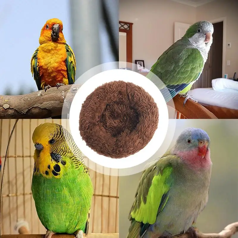 Bird Cotton Nest Coconut Shell Parrot Warm Nest Mat Bird Sleeping Tool with Thickened Edge for Lovebird Budgie Parakeet Conure artificial bird nest