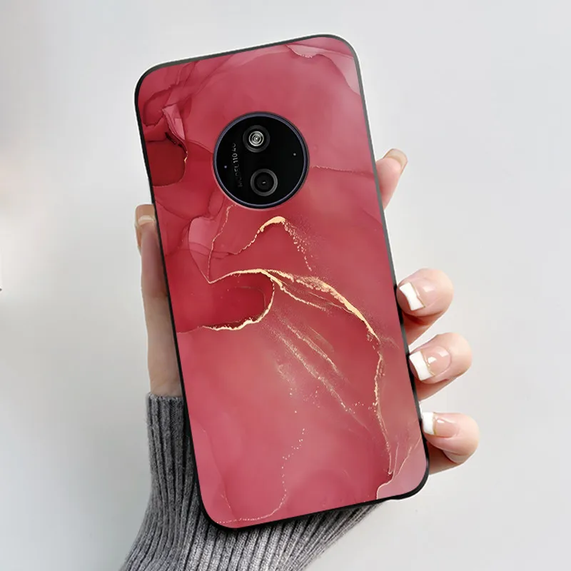 Aesthetic Shockproof Black Silicone Case with Sunset Pattern