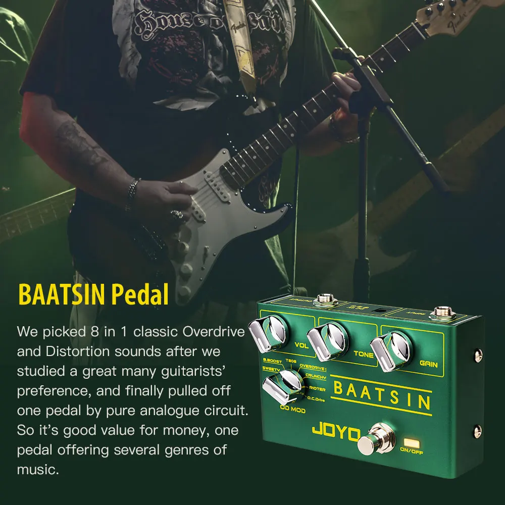 R-11 BAATSIN 8 in 1 Overdrive & Distortion Pedal Classic Overdrive/Distortion So